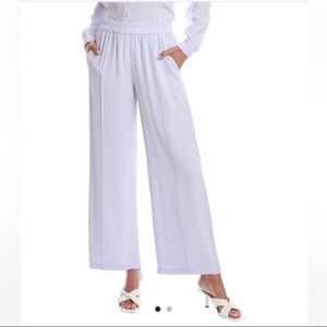 NWT Eileen Fisher Silk Georgette Crepe Elastic Waist Wide Leg Pleated Pants